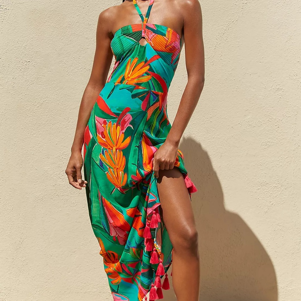 Tropical Halter Neck Dress